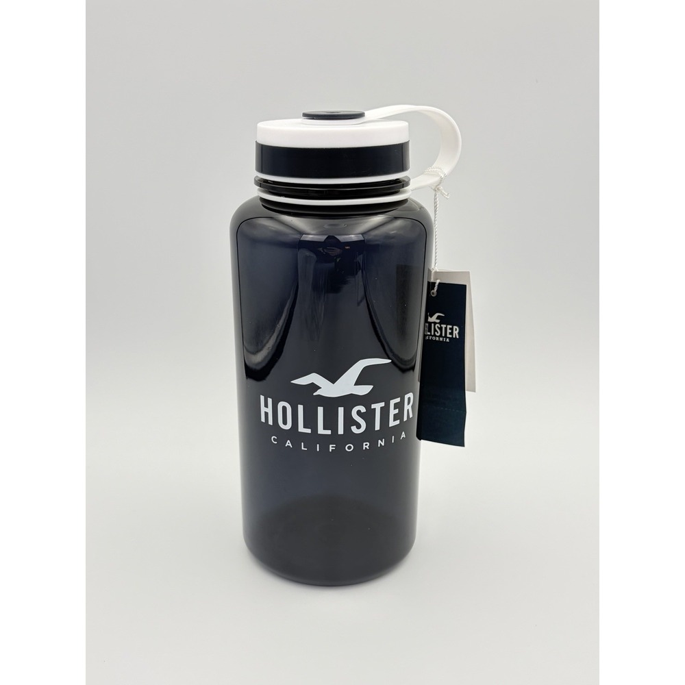 Brand New Hollister California Plastic Water Bottle 32 oz Wide Mouth Strap Blue